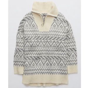 Aerie Fairisle Oversized Quarter Zip Sweater Size Small EUC